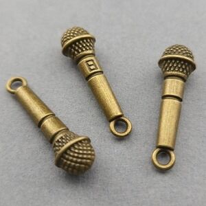 8pcs Microphone Charms bronze tone metal music singer jewelry making‎